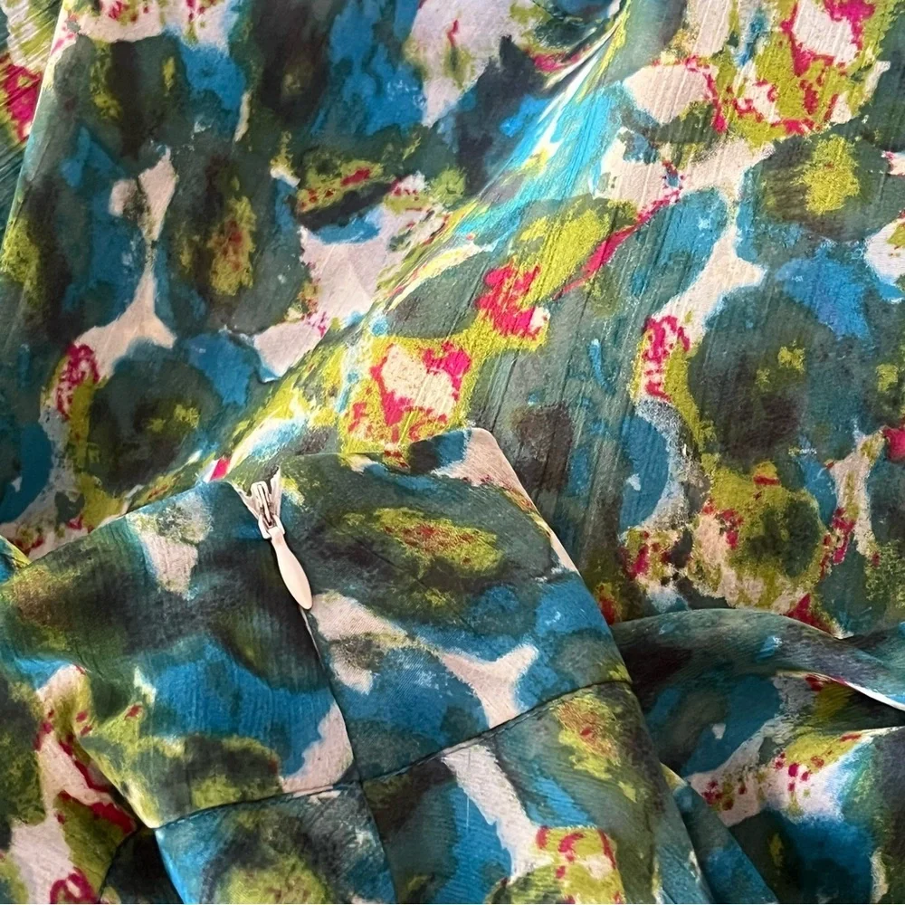 Trulli Size 14 Floral Tiered A-Line Skirt Multicolor Feminine Girl Era Bohemian